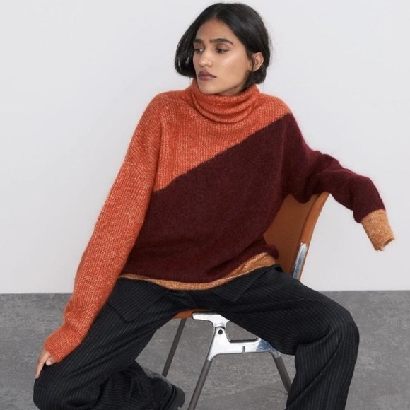 NWOT Zara Mohair Colorblock Sweater - Picture 2 of 16